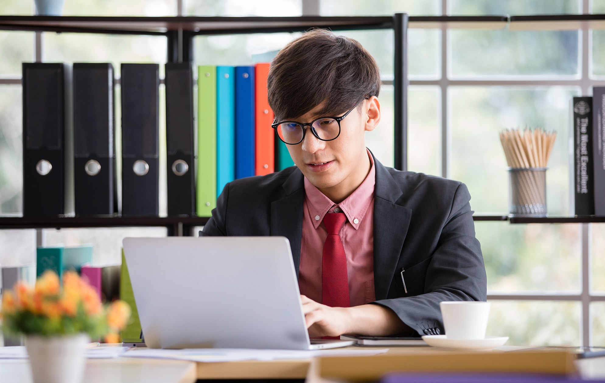 Man using AI at his computer