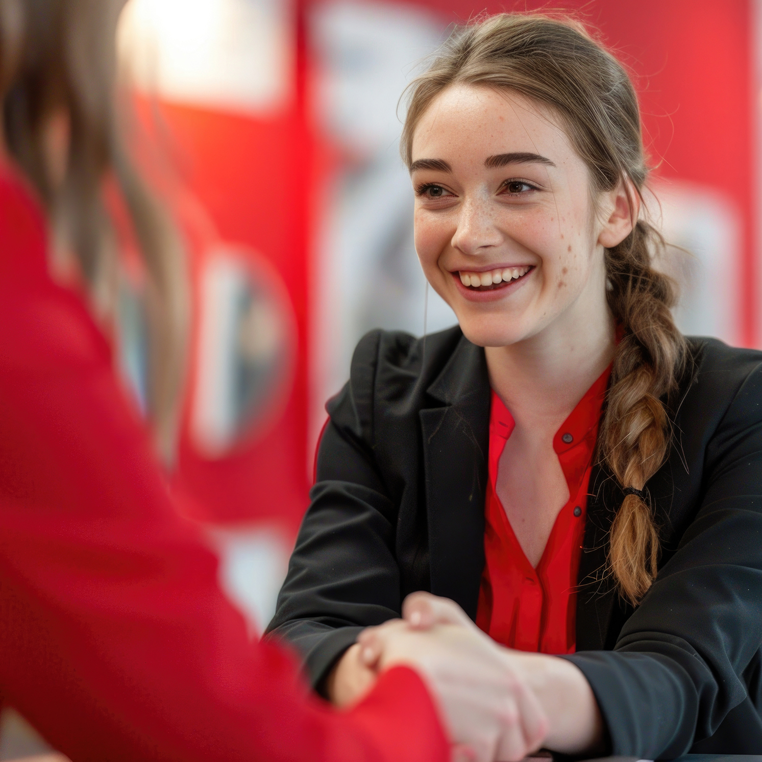 Woman shaking hands in partnership