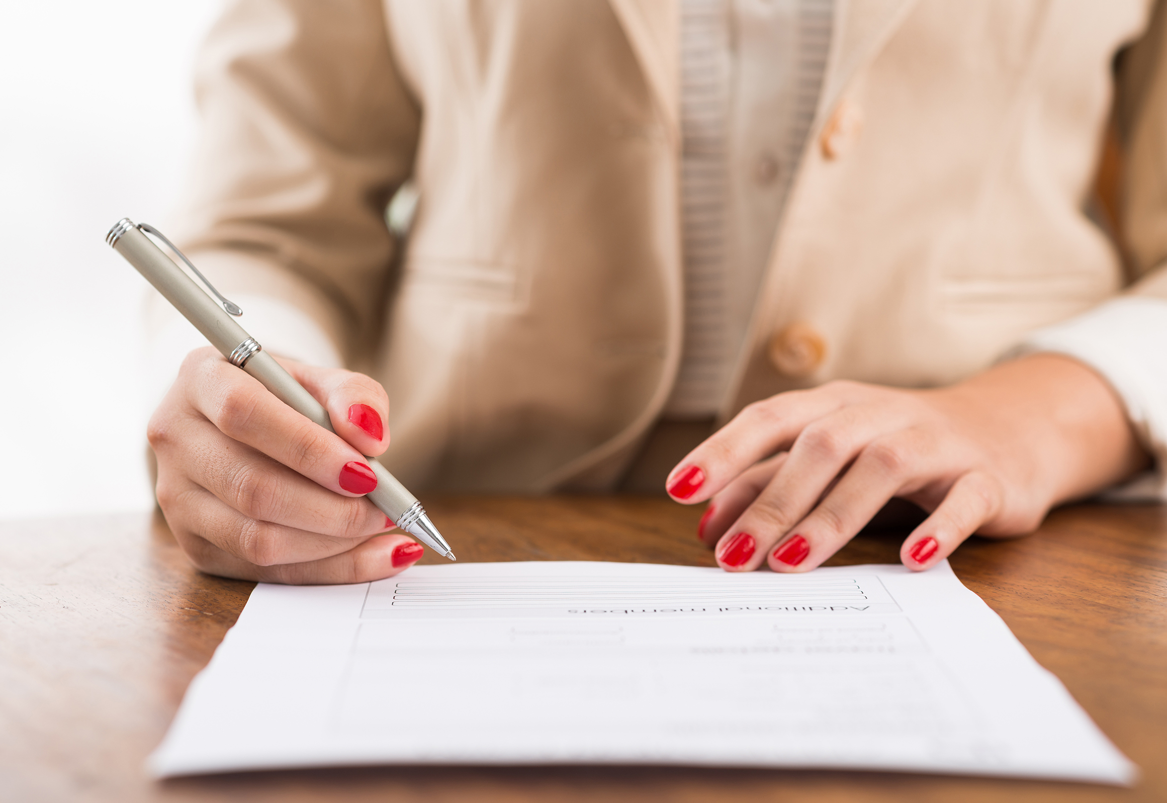 Woman filling out a form