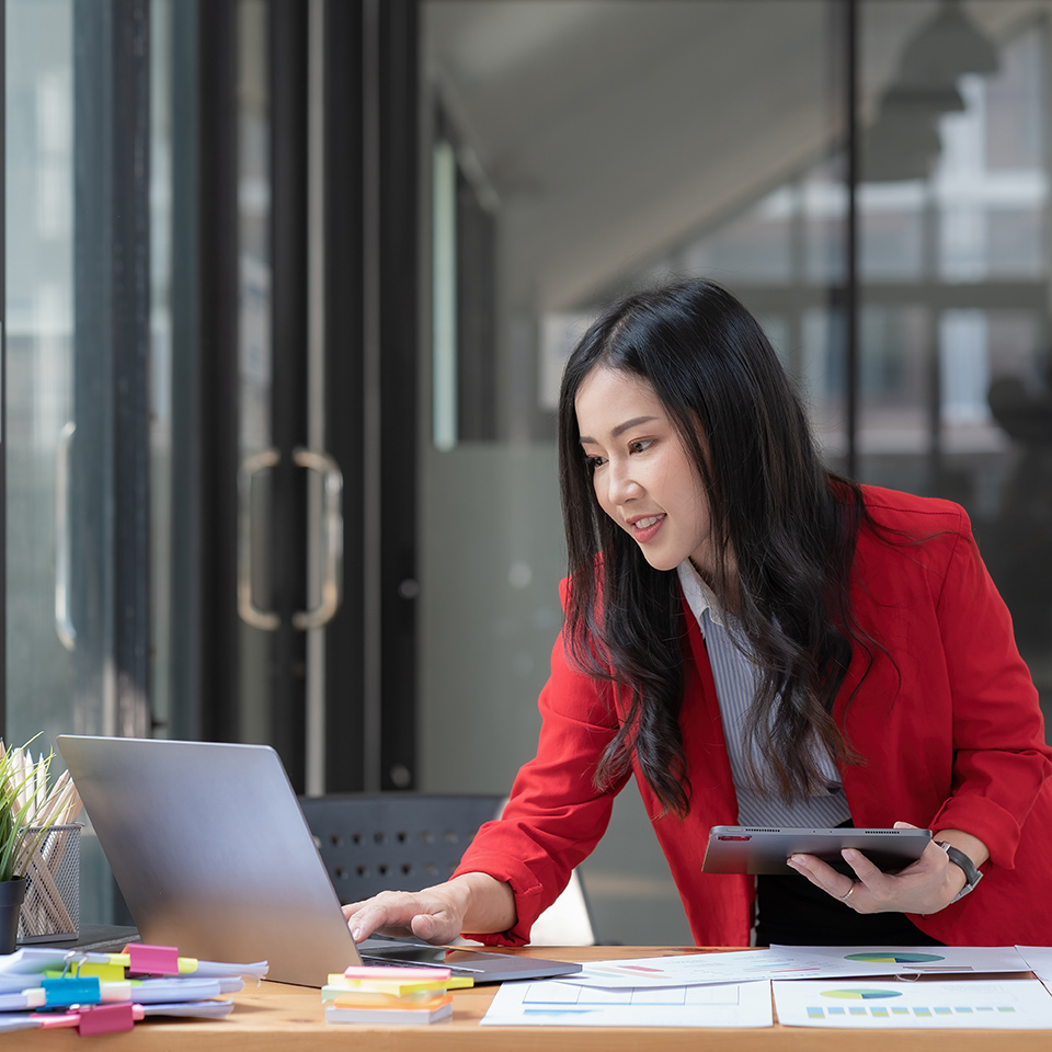 Woman working on computer